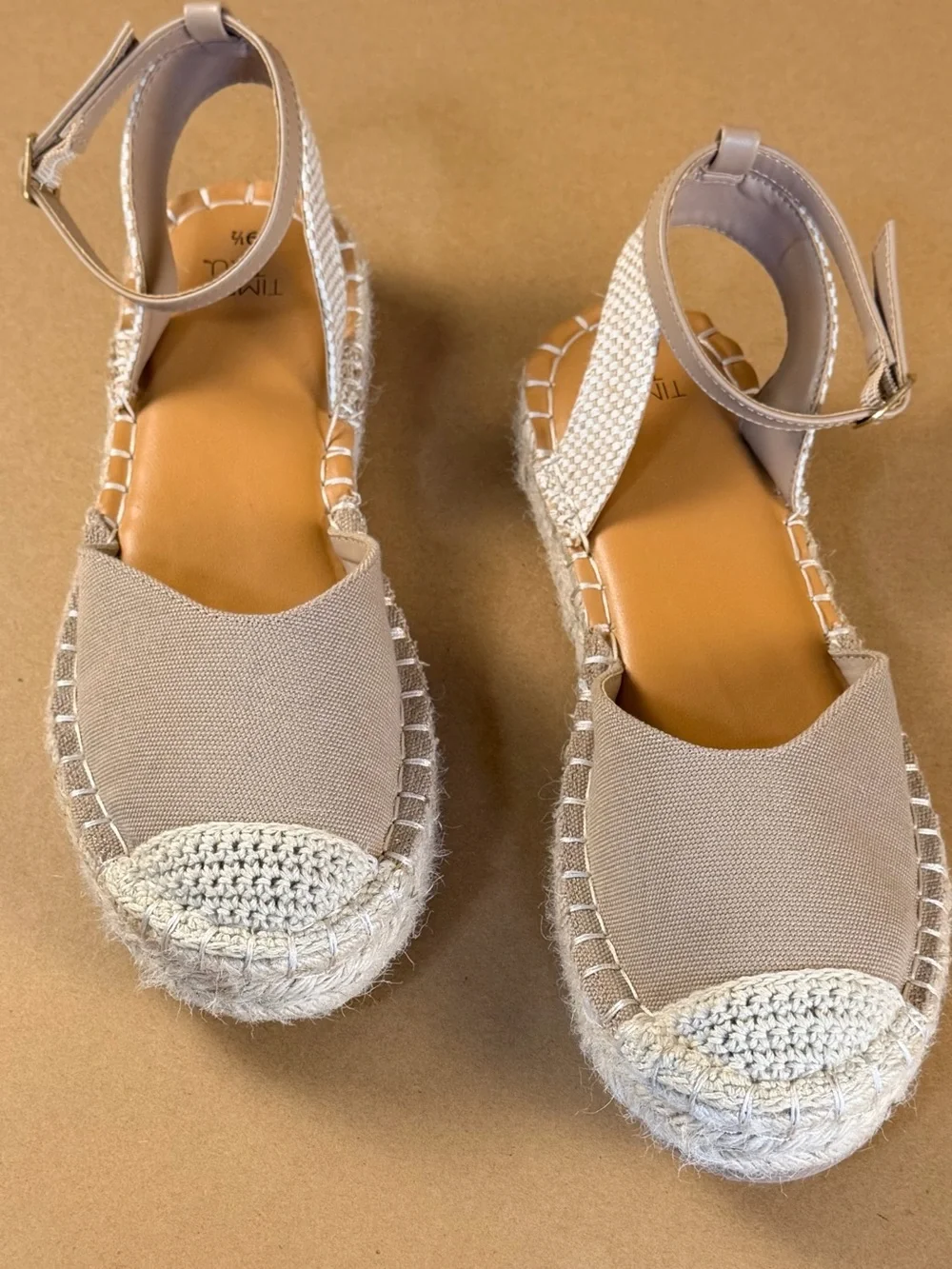 Time and Tru Beige Woven Espadrille Platform Sandals